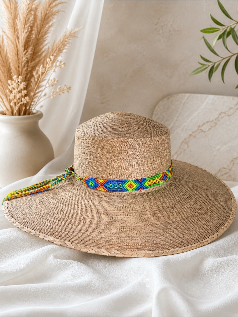Luxury Boho Straw Hat | Guatemalan Handcrafted Wide Brim
